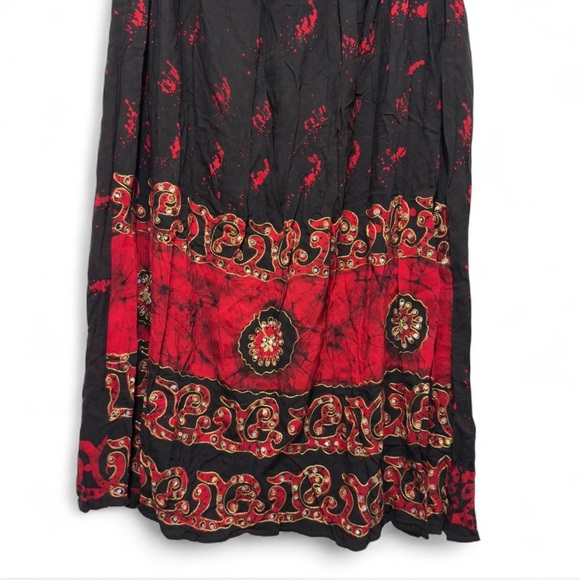 Neelam Fashions Boho Maxi Skirt Red Black Plus Size 1X/2X, Whimsigoth Festival - Picture 6 of 10